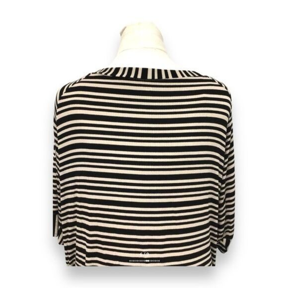 Cato Women’s Half Sleeve Scoop Neck Stripe Knit Tunic, Black/Tan, size 22/24W - Picture 5 of 8